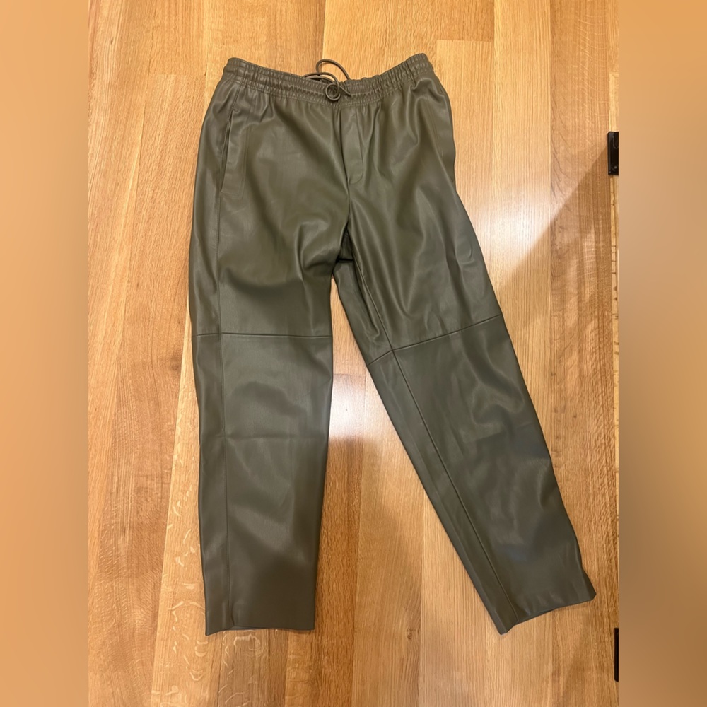 Mango leather effect trousers.